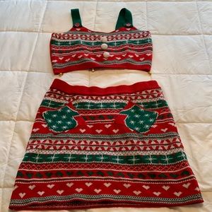 Christmas crop top and skirt